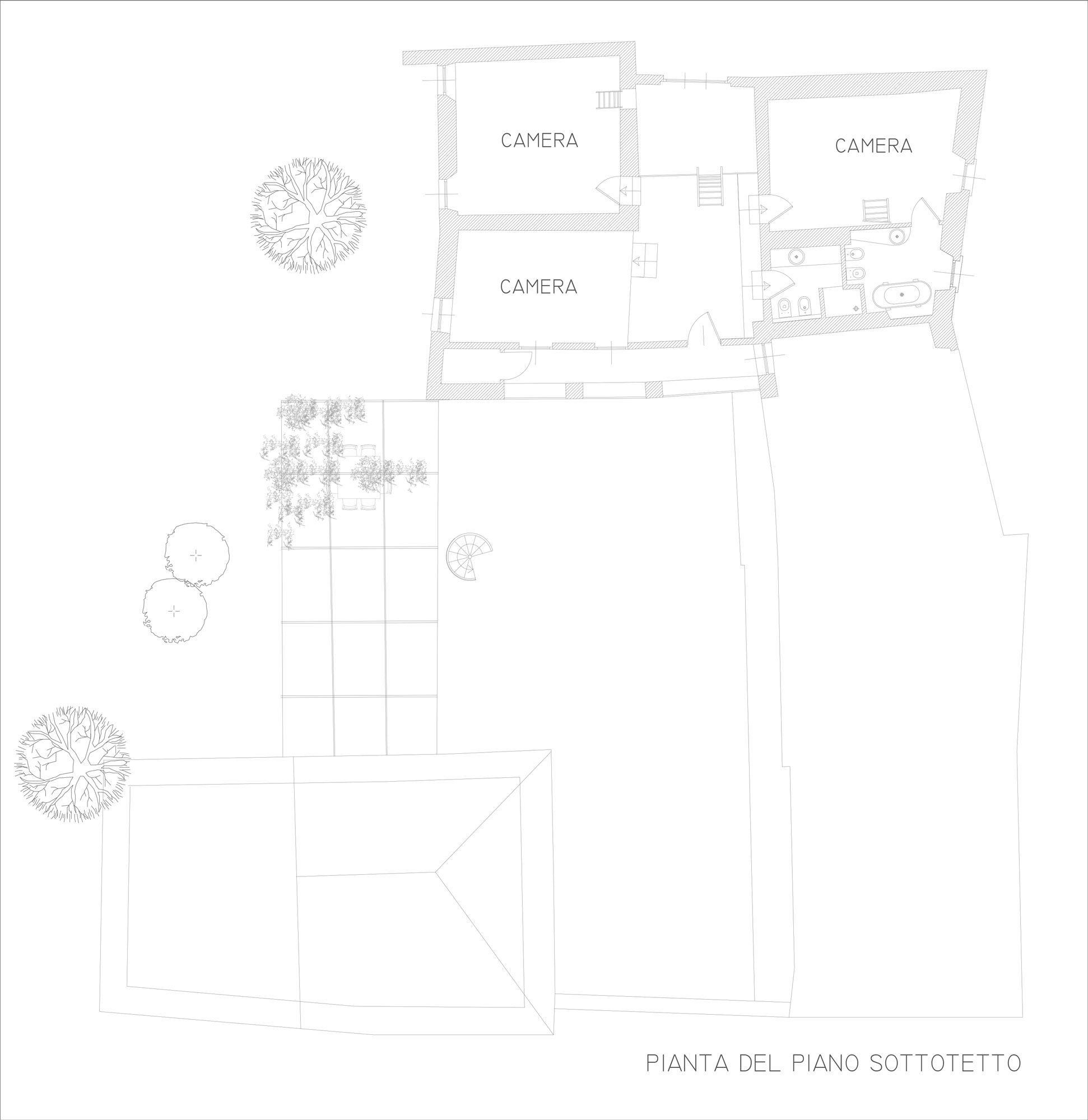 Pianta del piano sottotetto